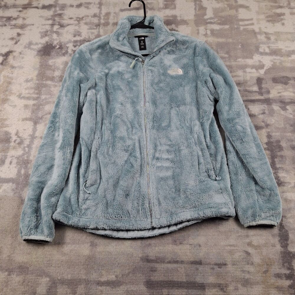 The North Face Osito Fleece Jacket Womens Size M Blue Fuzzy Full Zip Teddy Coat
